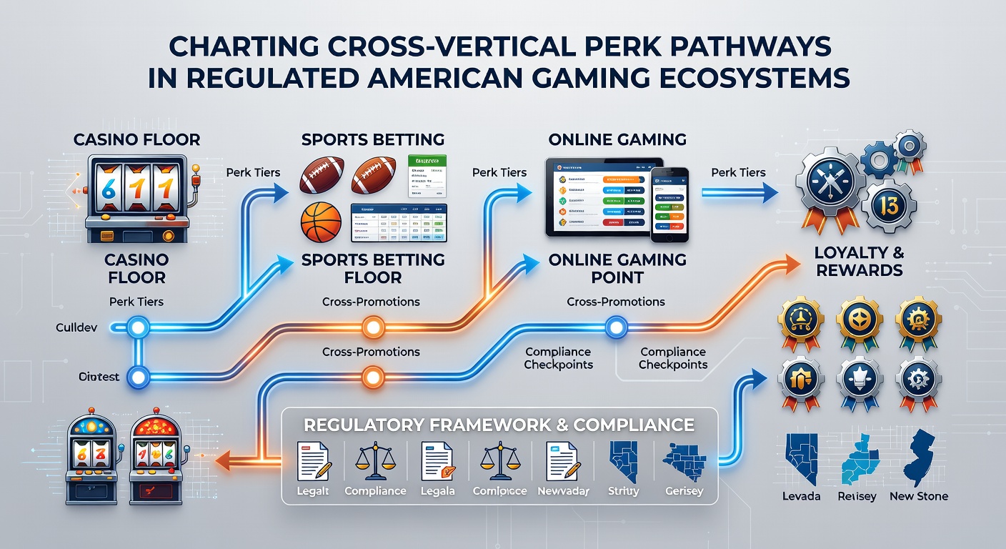 Detailed diagram illustrating perk flow between sports, casino, and poker verticals in regulated US states