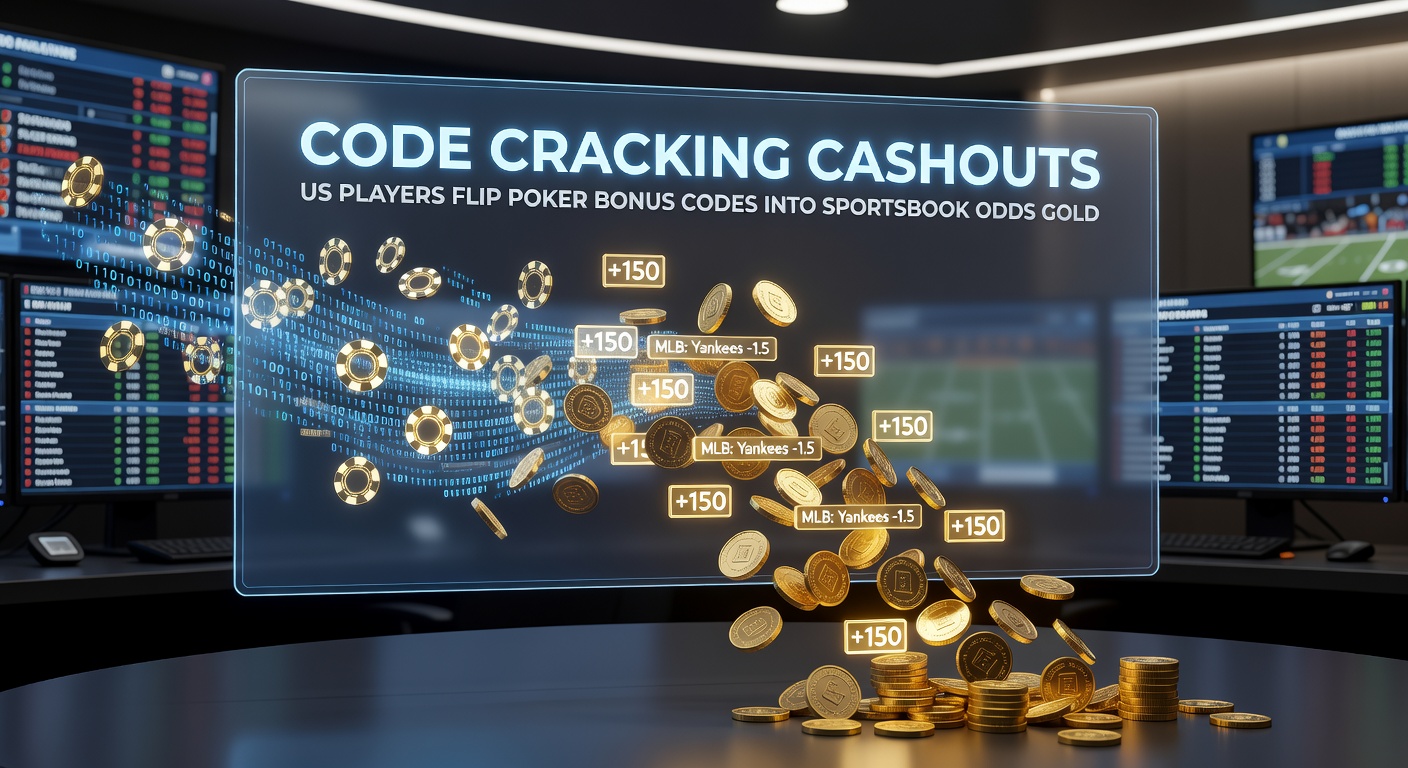 Digital graphic showing poker chips morphing into sportsbook betting slips amid glowing code symbols