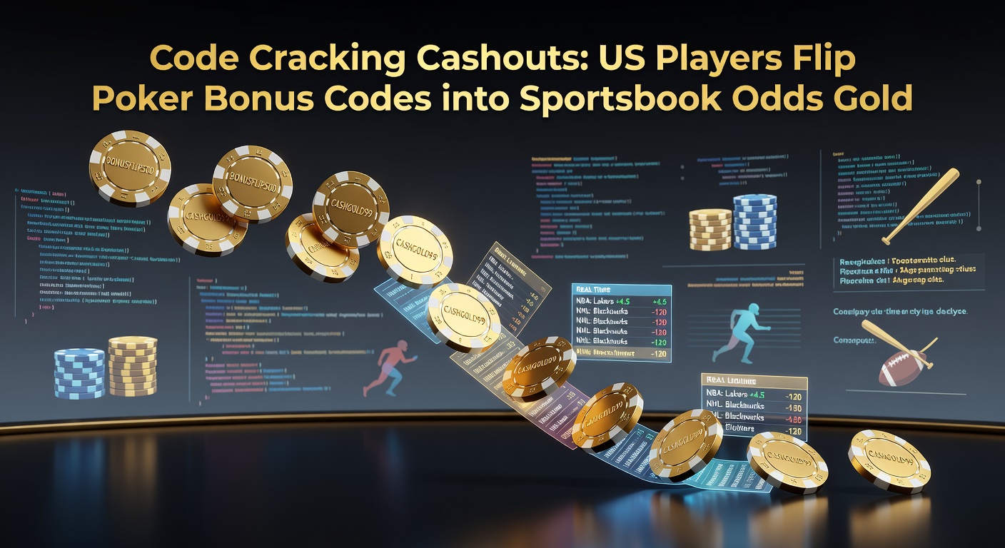 Screenshot collage of poker bonus redemption screens transitioning to live sportsbook odds boards