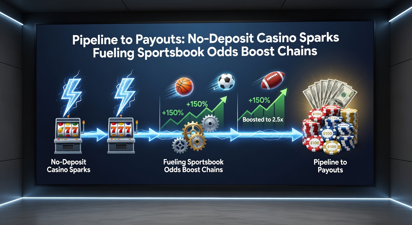 Chart depicting chained bonuses from no-deposit casinos leading to multiple sportsbook odds enhancements and payout examples