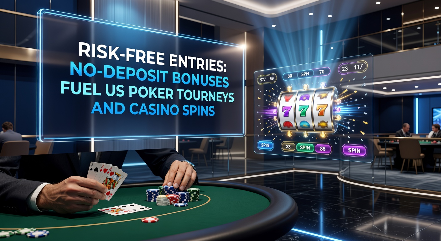 Vibrant casino slot machines lighting up with free spins from no-deposit bonuses, crowds cheering wins