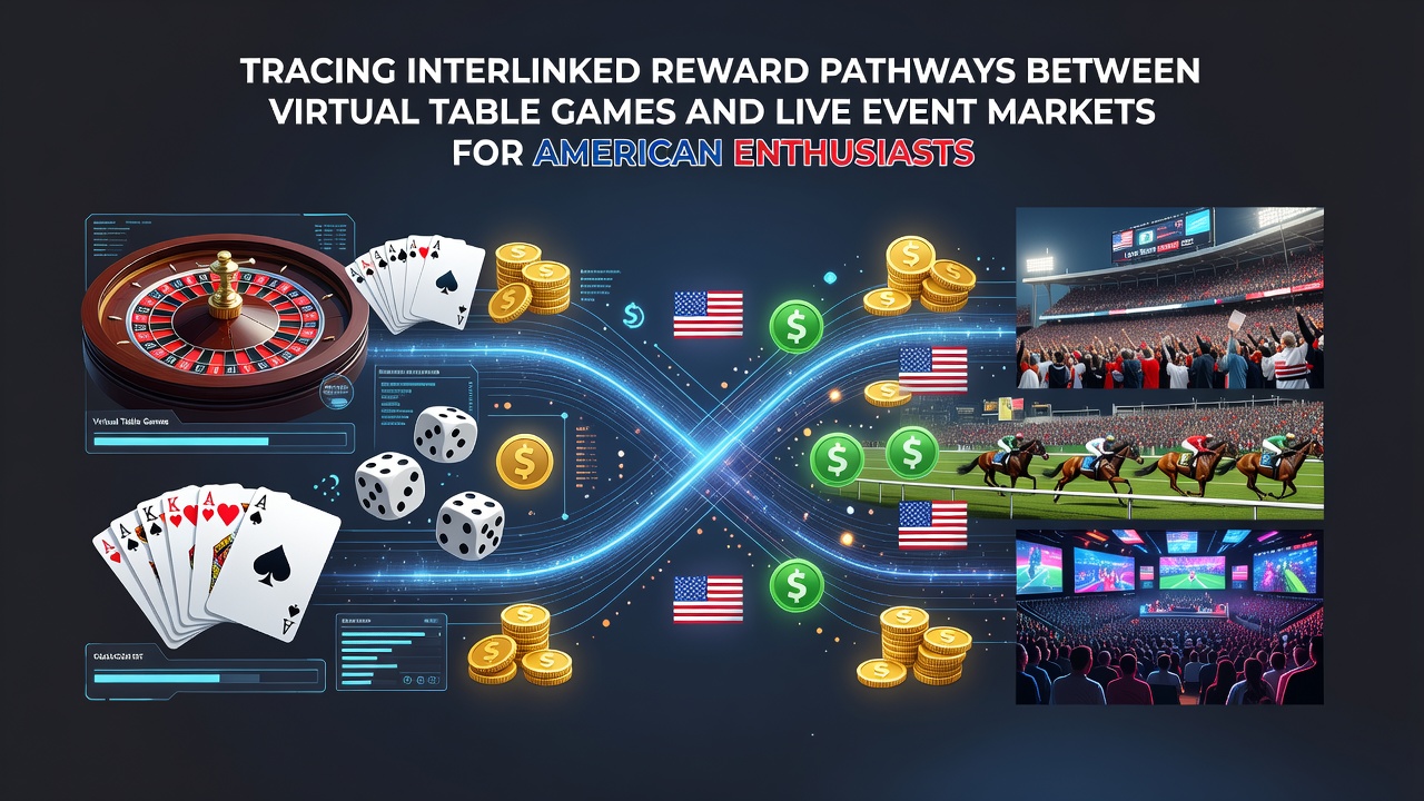 Diagram showing reward flows from virtual poker tables to live sports betting interfaces
